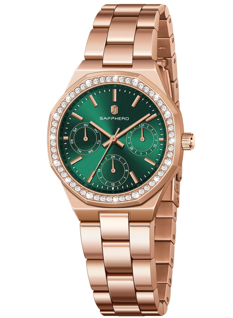 سافيرو ساعة نسائية فاخرة بسوار صغير من الفولاذ المقاوم للصدأ، وشاشة عرض، ومقاومة للماء حتى 5 ATM، وساعة كوارتز، هدية مثالية للنساء. - Image 1